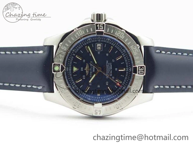 Colt Automatic 41mm SS Blue Textured Dial On Blue Leather Strap A2824