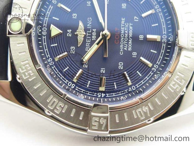 Colt Automatic 41mm SS Blue Textured Dial On Blue Leather Strap A2824