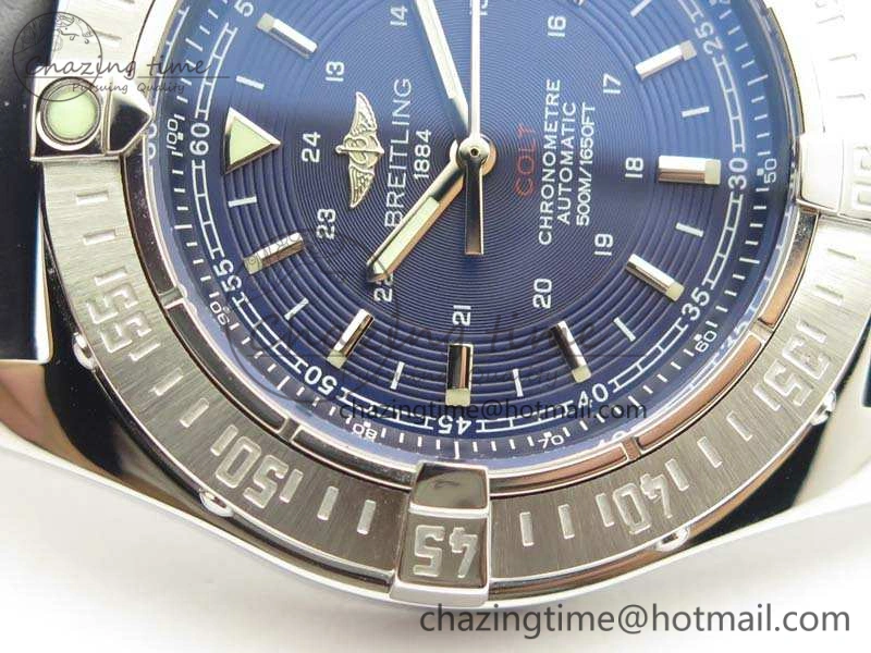 Colt Automatic 41mm SS Blue Textured Dial On Blue Leather Strap A2824
