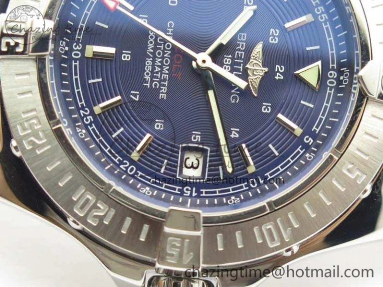 Colt Automatic 41mm SS Blue Textured Dial On Blue Leather Strap A2824