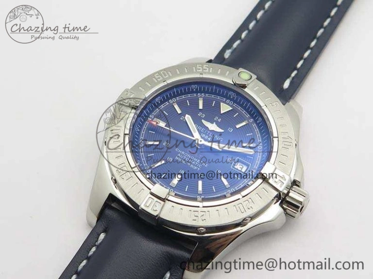 Colt Automatic 41mm SS Blue Textured Dial On Blue Leather Strap A2824