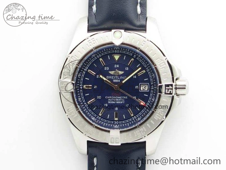 Colt Automatic 41mm SS Blue Textured Dial On Blue Leather Strap A2824