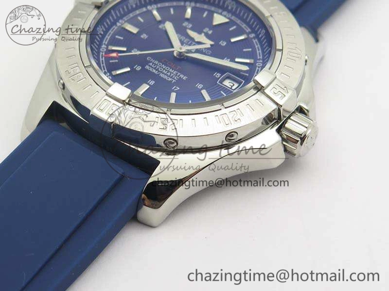 Colt Automatic 41mm SS Blue Textured Dial On Rubber Strap A2824