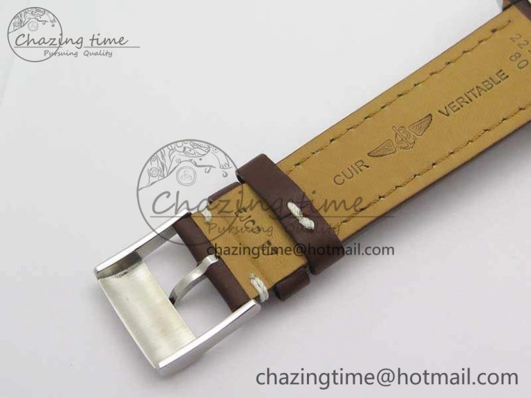 Colt Automatic 41mm SS White Textured Dial On Brown Leather Strap A2824
