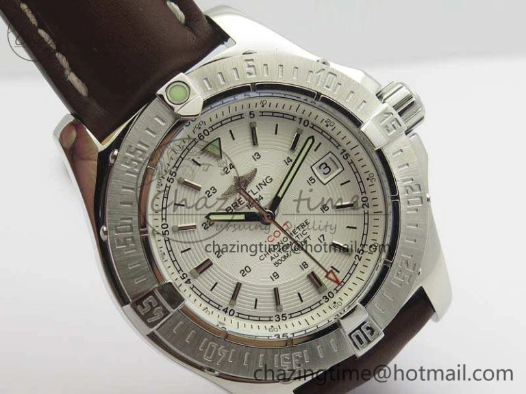 Colt Automatic 41mm SS White Textured Dial On Brown Leather Strap A2824