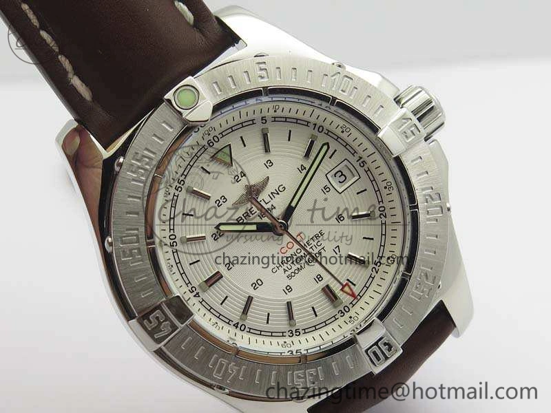Colt Automatic 41mm SS White Textured Dial On Brown Leather Strap A2824