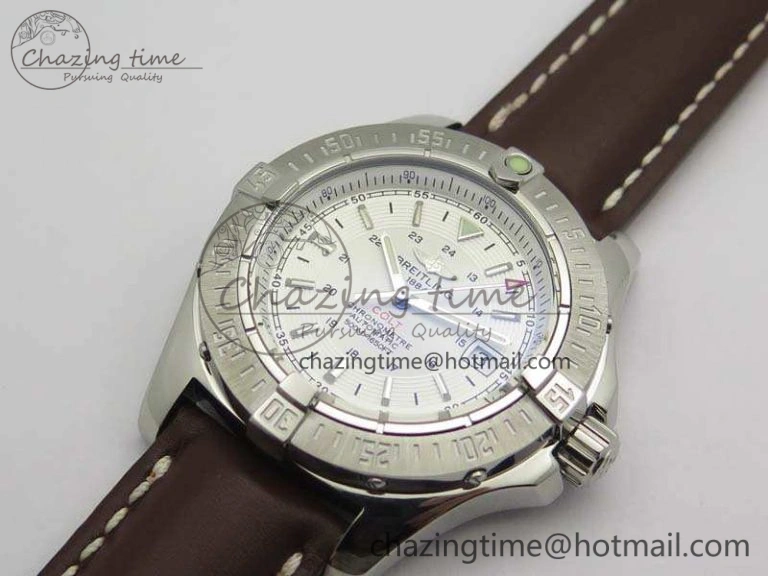 Colt Automatic 41mm SS White Textured Dial On Brown Leather Strap A2824