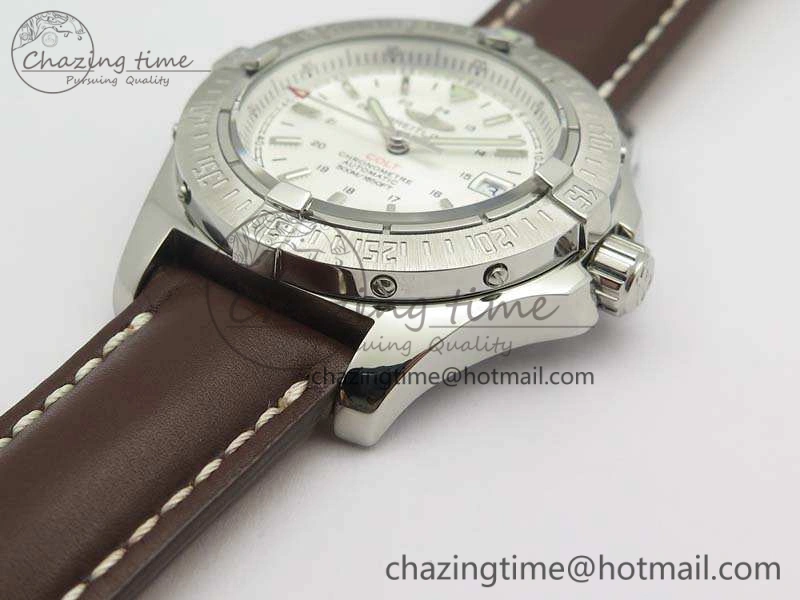 Colt Automatic 41mm SS White Textured Dial On Brown Leather Strap A2824