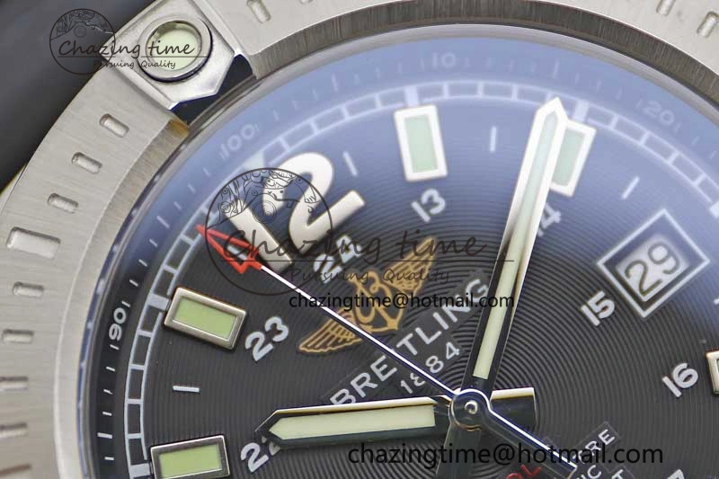 Colt Automatic 44mm SS TF 1:1 Best Edition Black Textured Dial on Rubber Strap A2824