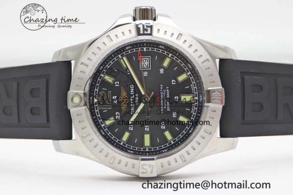 Colt Automatic 44mm SS TF 1:1 Best Edition Black Textured Dial on Rubber Strap A2824