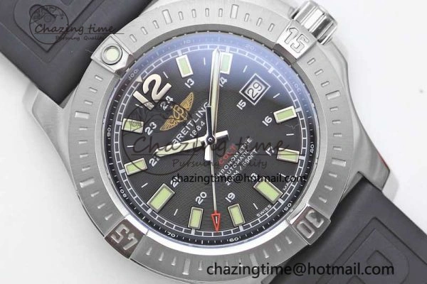 Colt Automatic 44mm SS TF 1:1 Best Edition Black Textured Dial on Rubber Strap A2824