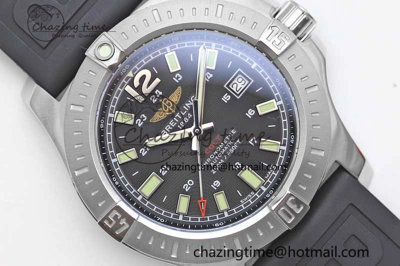 Colt Automatic 44mm SS TF 1:1 Best Edition Black Textured Dial on Rubber Strap A2824