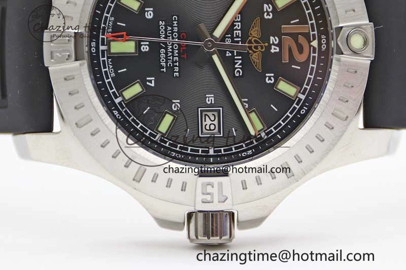 Colt Automatic 44mm SS TF 1:1 Best Edition Black Textured Dial on Rubber Strap A2824