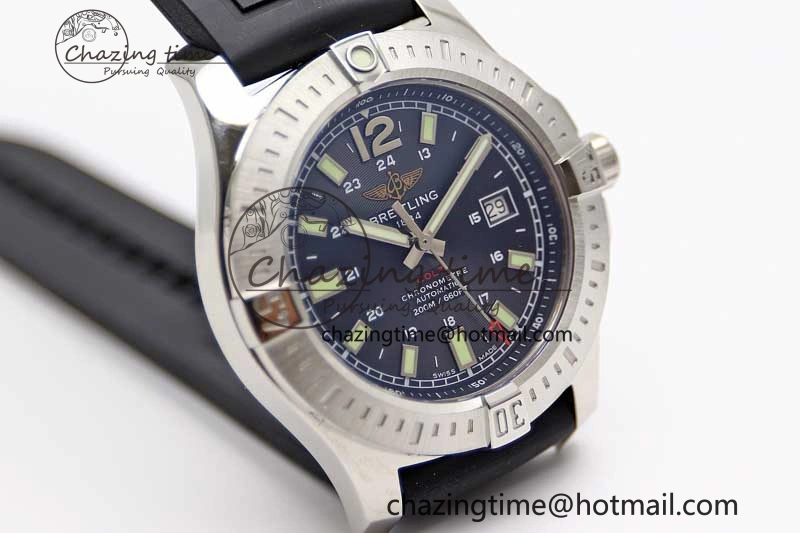 Colt Automatic 44mm SS TF 1:1 Best Edition Black Textured Dial on Rubber Strap A2824