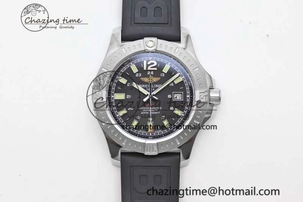Colt Automatic 44mm SS TF 1:1 Best Edition Black Textured Dial on Rubber Strap A2824