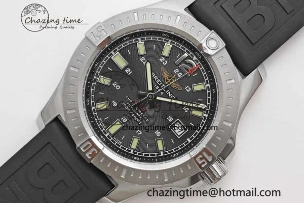 Colt Automatic 44mm SS TF 1:1 Best Edition Black Textured Dial on Rubber Strap A2824