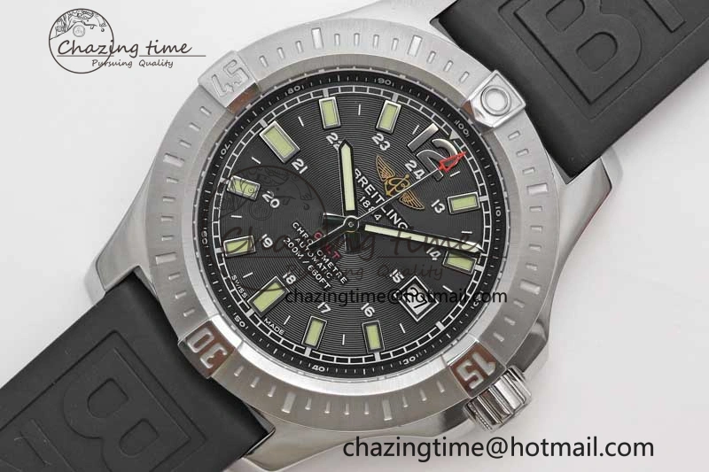 Colt Automatic 44mm SS TF 1:1 Best Edition Black Textured Dial on Rubber Strap A2824