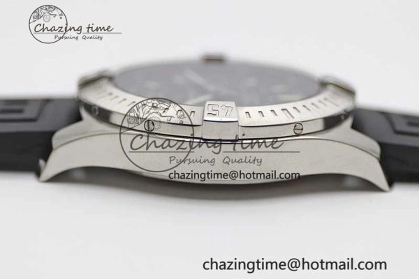 Colt Automatic 44mm SS TF 1:1 Best Edition Black Textured Dial on Rubber Strap A2824
