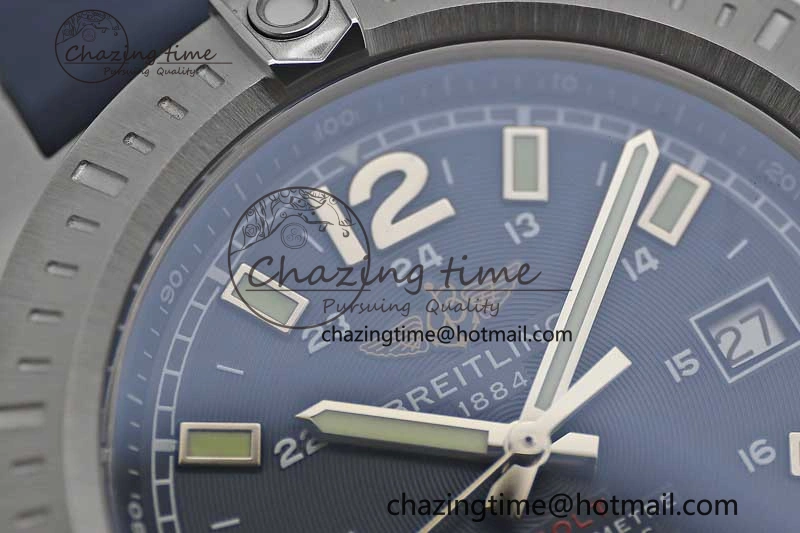 Colt Automatic 44mm SS TF 1:1 Best Edition Blue Textured Dial on Rubber Strap A2824