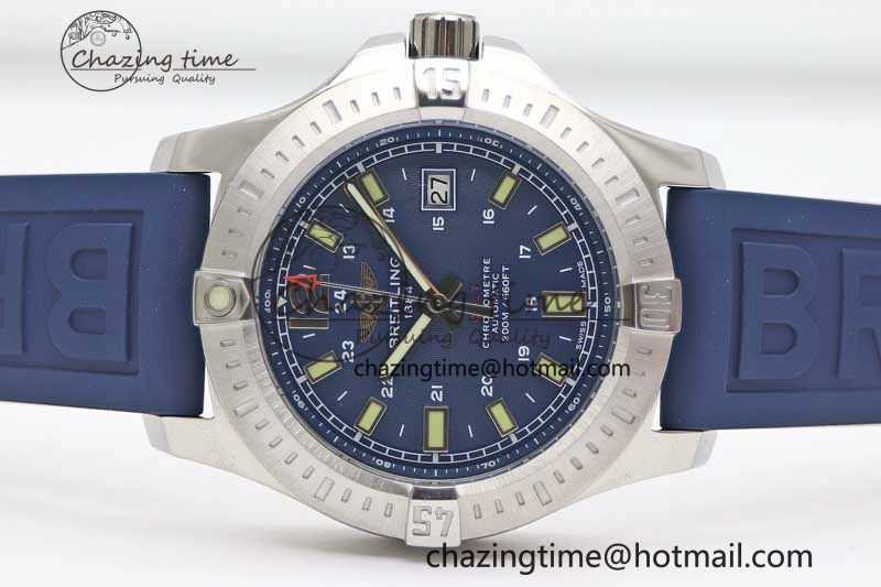 Colt Automatic 44mm SS TF 1:1 Best Edition Blue Textured Dial on Rubber Strap A2824