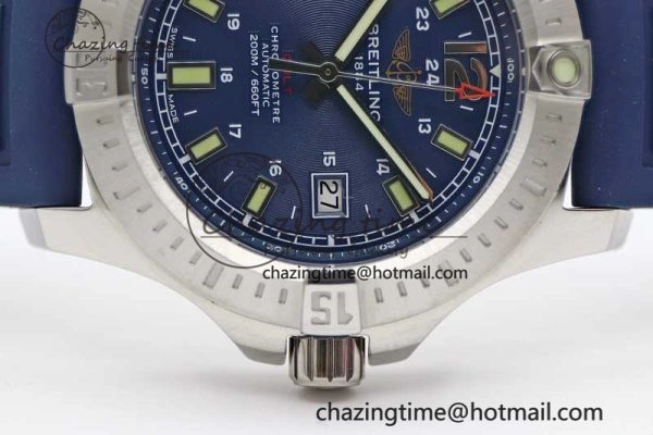 Colt Automatic 44mm SS TF 1:1 Best Edition Blue Textured Dial on Rubber Strap A2824