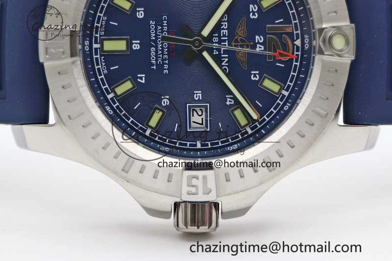 Colt Automatic 44mm SS TF 1:1 Best Edition Blue Textured Dial on Rubber Strap A2824