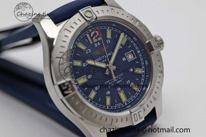 Colt Automatic 44mm SS TF 1:1 Best Edition Blue Textured Dial on Rubber Strap A2824