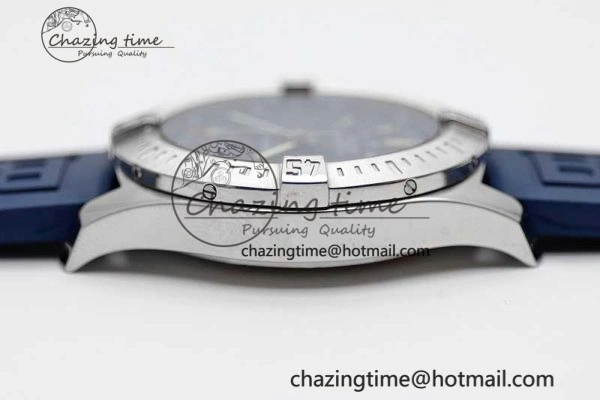 Colt Automatic 44mm SS TF 1:1 Best Edition Blue Textured Dial on Rubber Strap A2824