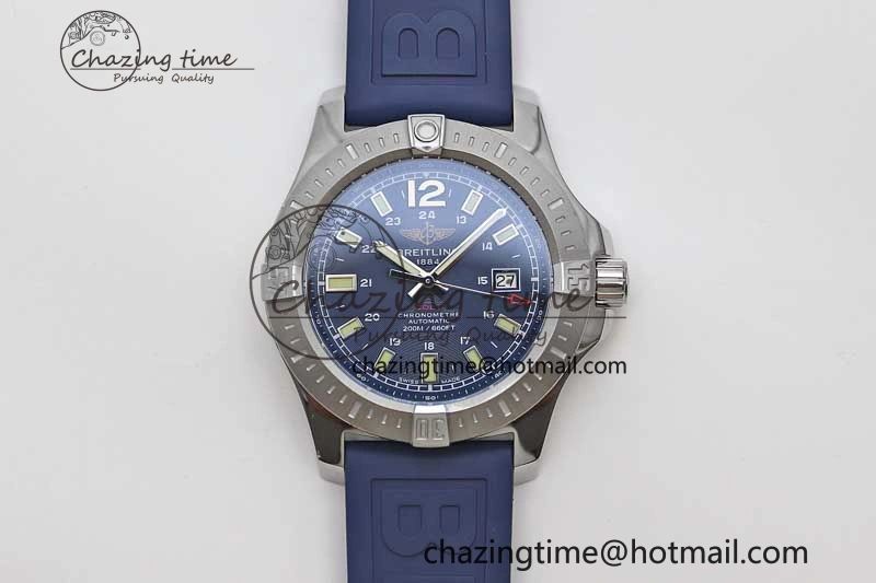 Colt Automatic 44mm SS TF 1:1 Best Edition Blue Textured Dial on Rubber Strap A2824