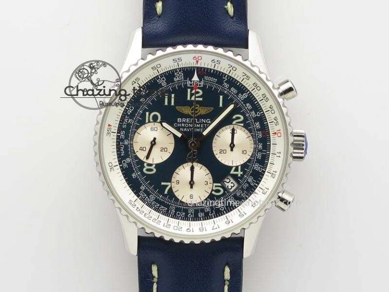 Colt Automatic 44mm SS TF 1:1 Best Edition Blue Textured Dial on Rubber Strap A2824