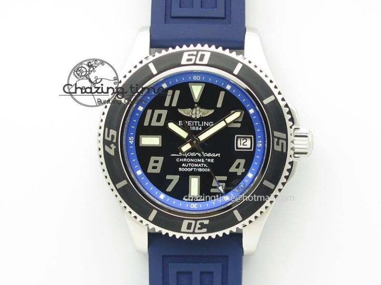Colt Automatic 44mm SS TF 1:1 Best Edition Blue Textured Dial on Rubber Strap A2824