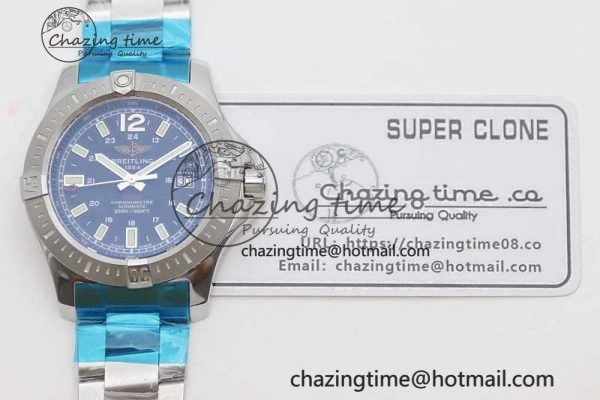 Colt Automatic 44mm SS TF 1:1 Best Edition Blue Textured Dial on SS Bracelet A2824