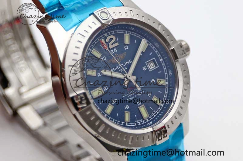 Colt Automatic 44mm SS TF 1:1 Best Edition Blue Textured Dial on SS Bracelet A2824