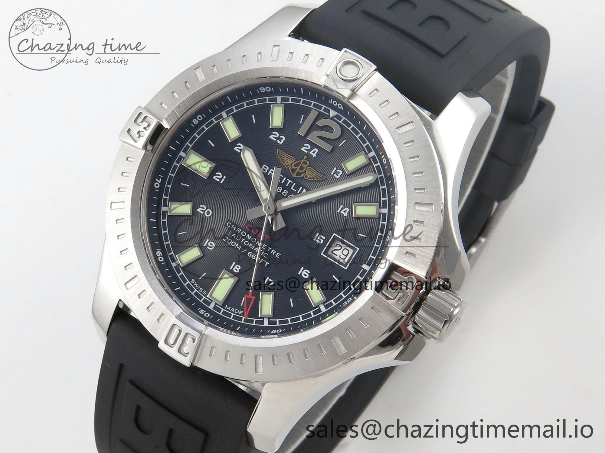 Colt Automatic 44mm TF 1:1 Best Edition Black Dial on Black Rubber Strap A2824 V2