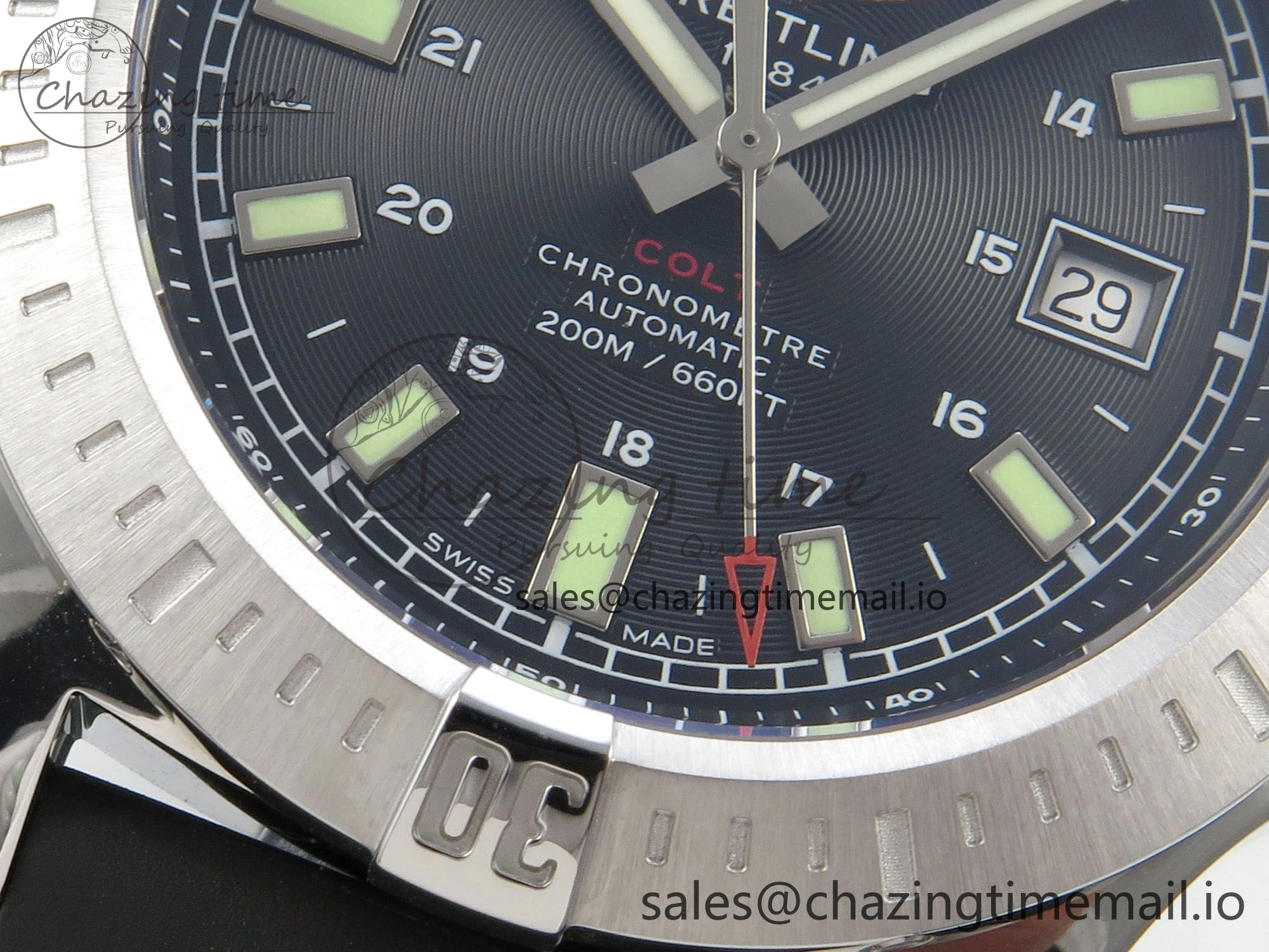 Colt Automatic 44mm TF 1:1 Best Edition Black Dial on Black Rubber Strap A2824 V2