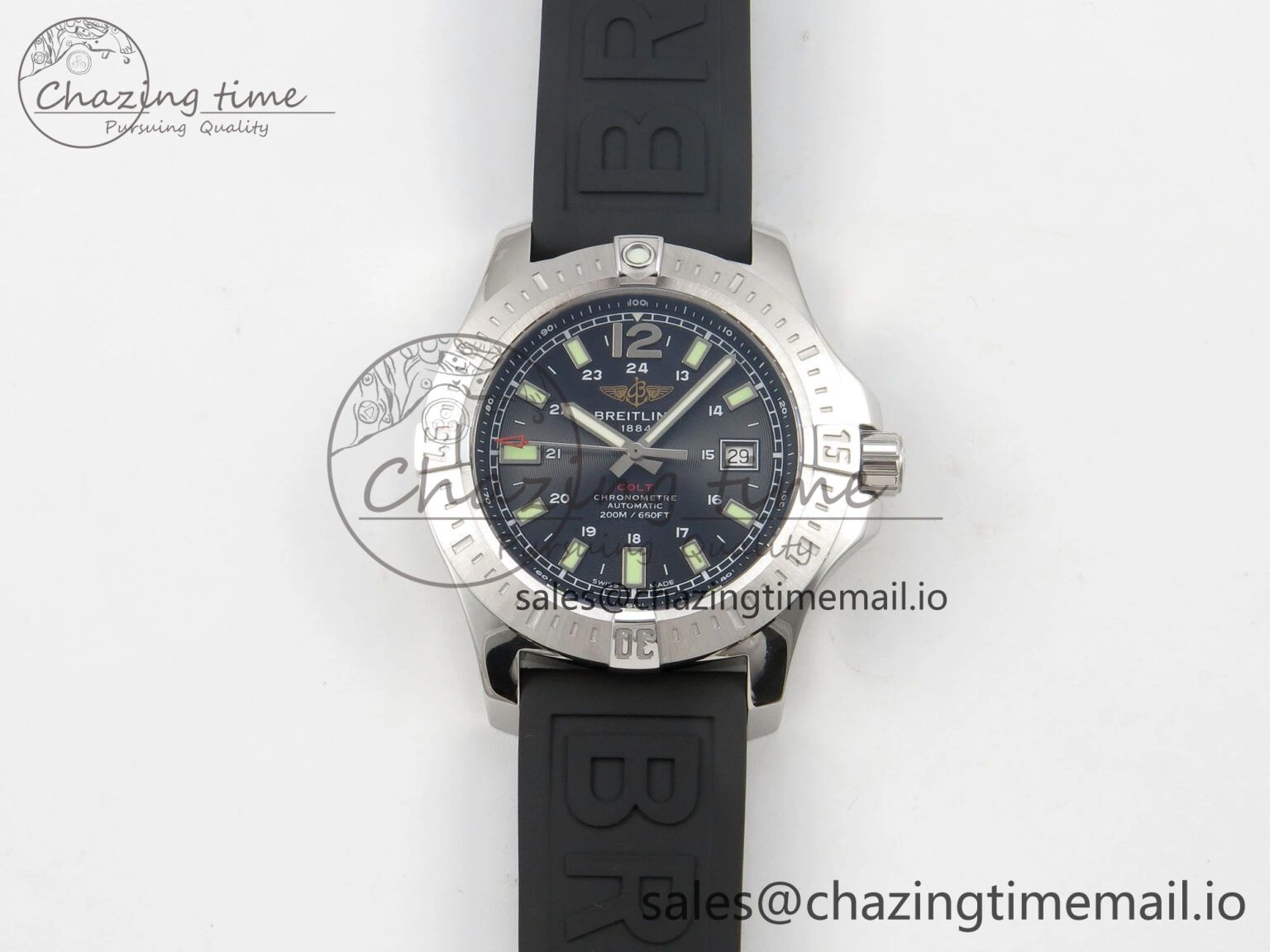 Colt Automatic 44mm TF 1:1 Best Edition Black Dial on Black Rubber Strap A2824 V2