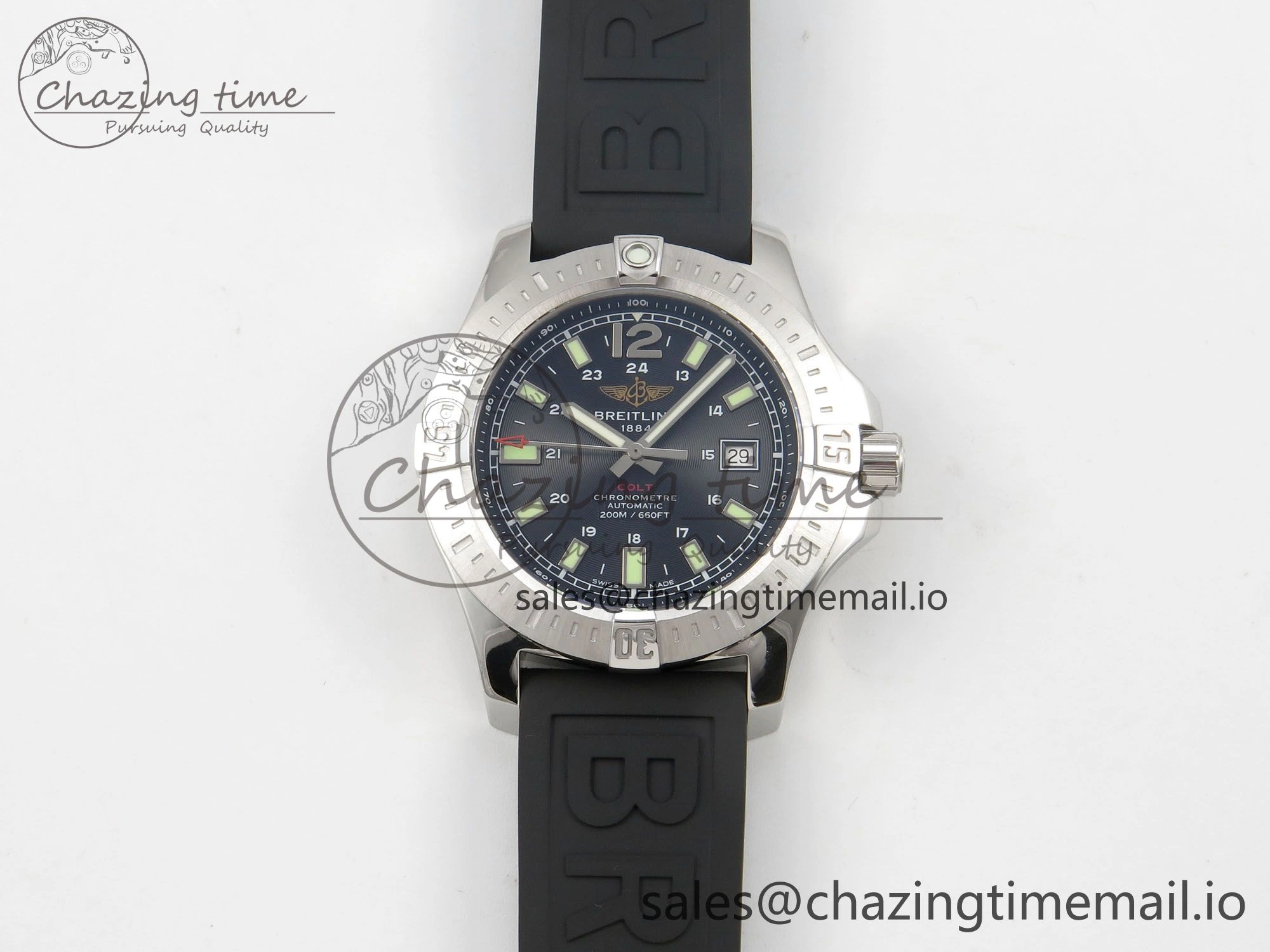 Colt Automatic 44mm TF 1:1 Best Edition Black Dial on Black Rubber Strap A2824 V2