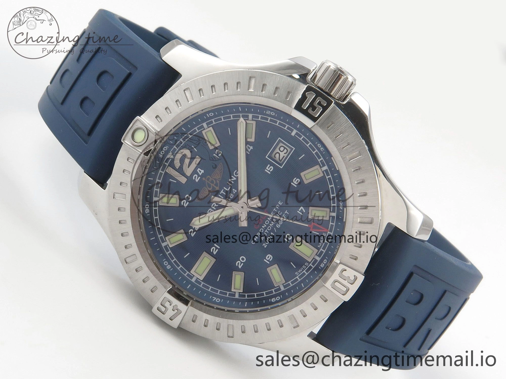 Colt Automatic 44mm TF 1:1 Best Edition Blue Dial on Blue Rubber Strap A2824 V2
