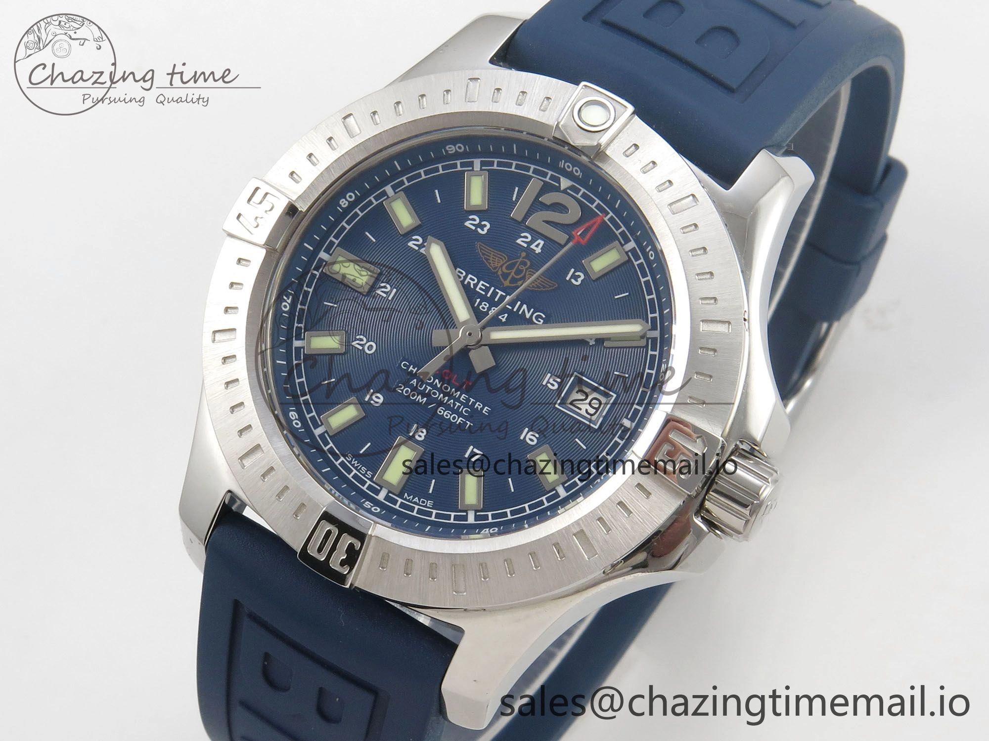 Colt Automatic 44mm TF 1:1 Best Edition Blue Dial on Blue Rubber Strap A2824 V2