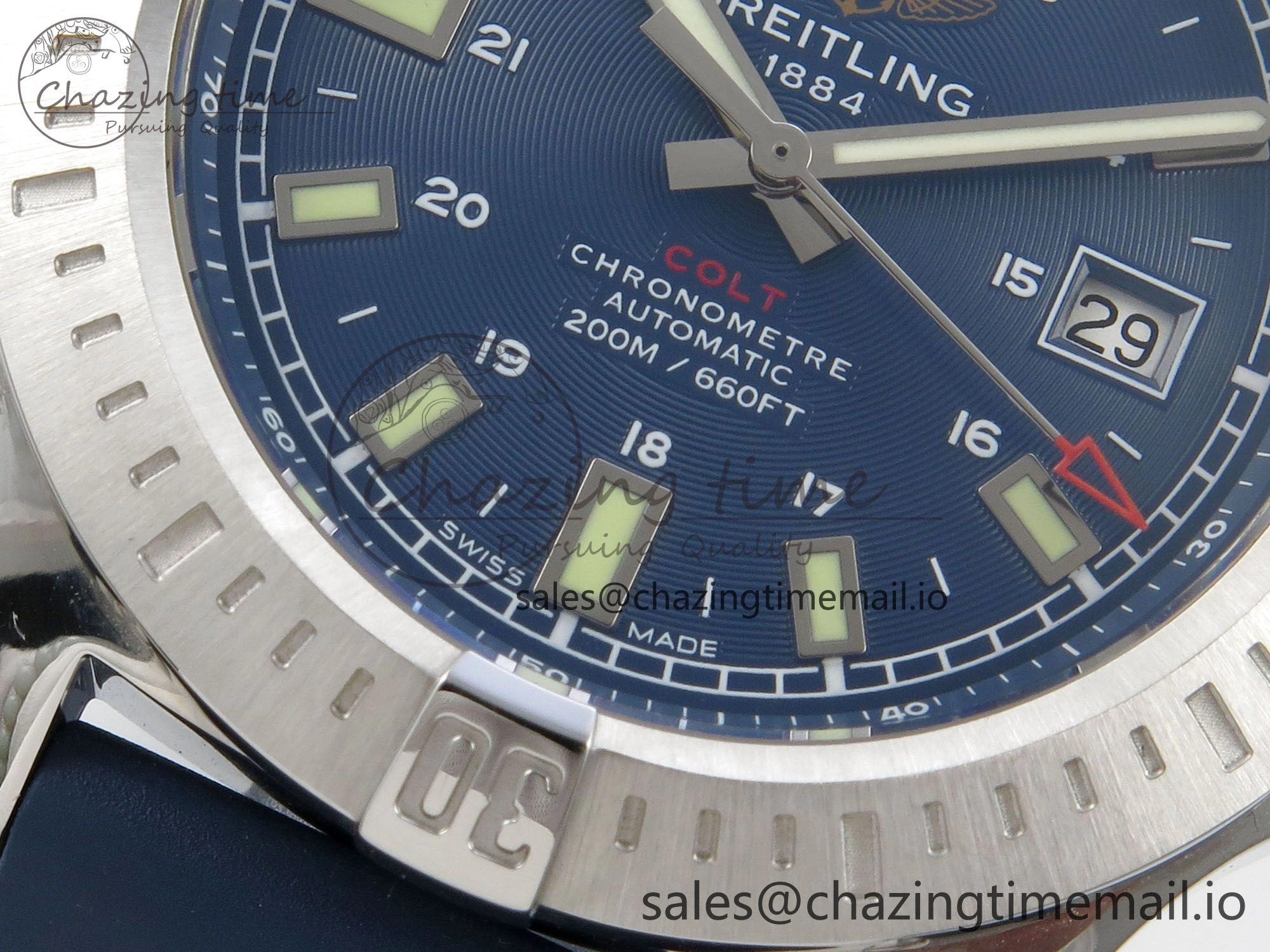 Colt Automatic 44mm TF 1:1 Best Edition Blue Dial on Blue Rubber Strap A2824 V2