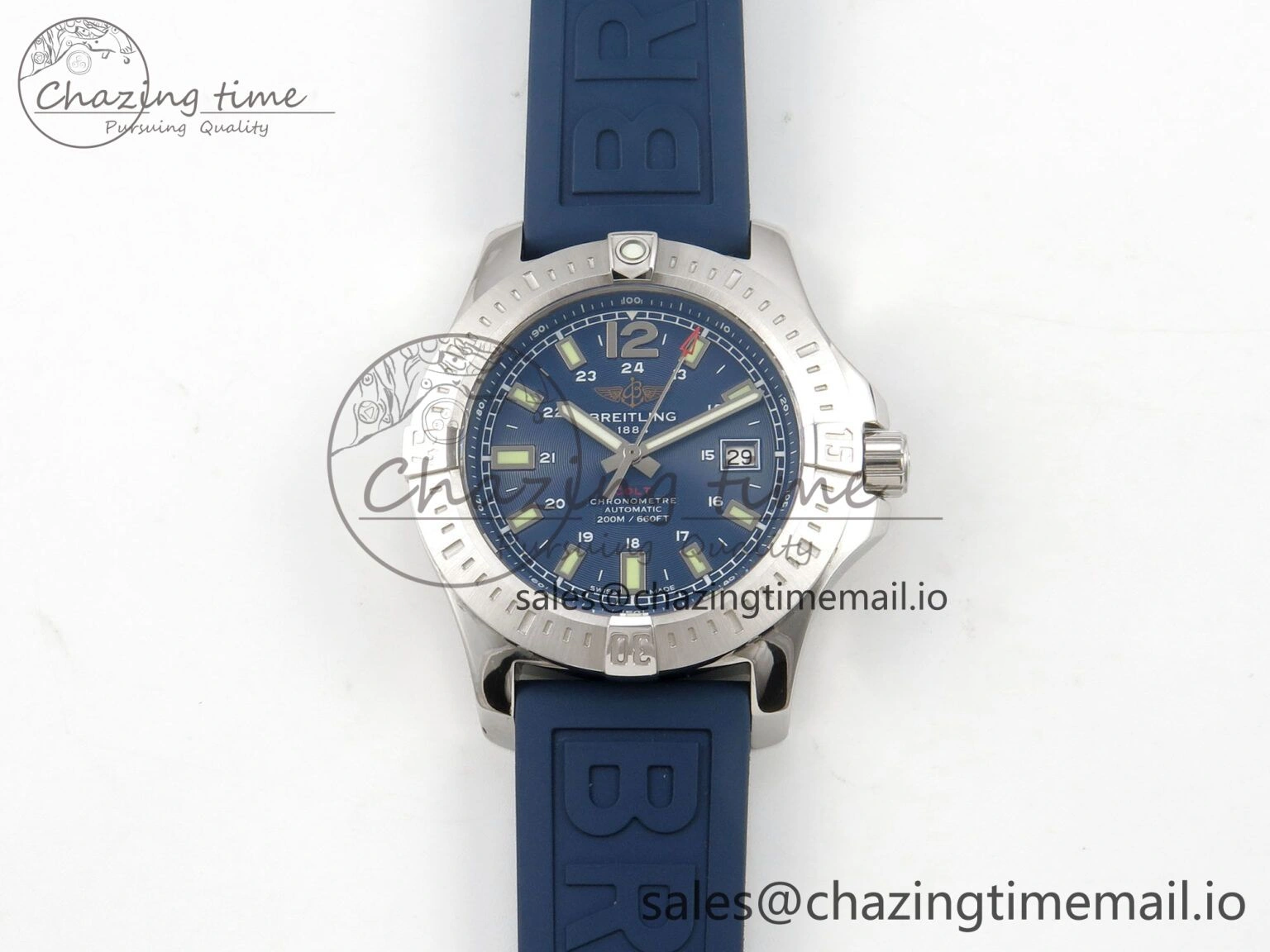 Colt Automatic 44mm TF 1:1 Best Edition Blue Dial on Blue Rubber Strap A2824 V2