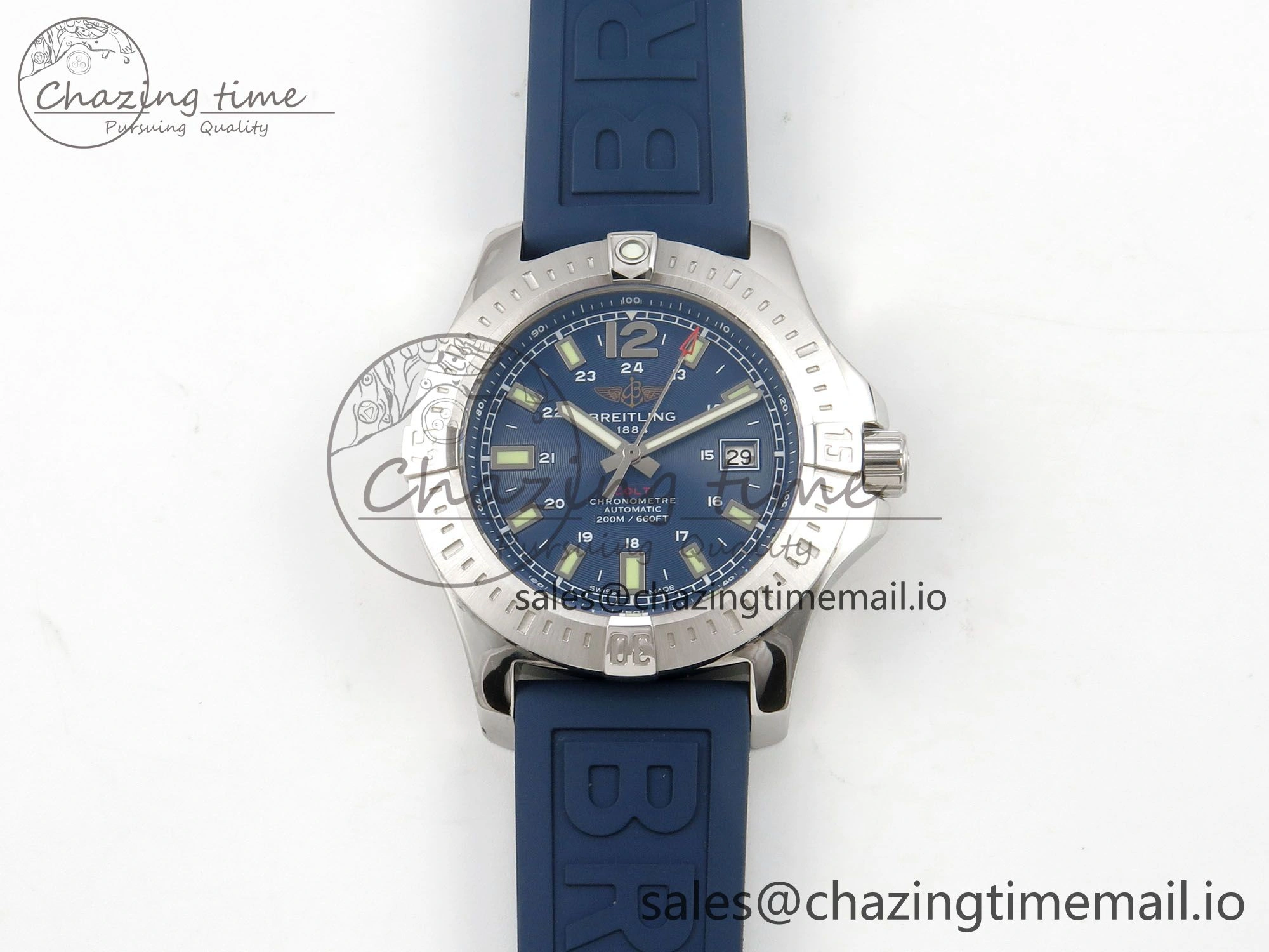 Colt Automatic 44mm TF 1:1 Best Edition Blue Dial on Blue Rubber Strap A2824 V2