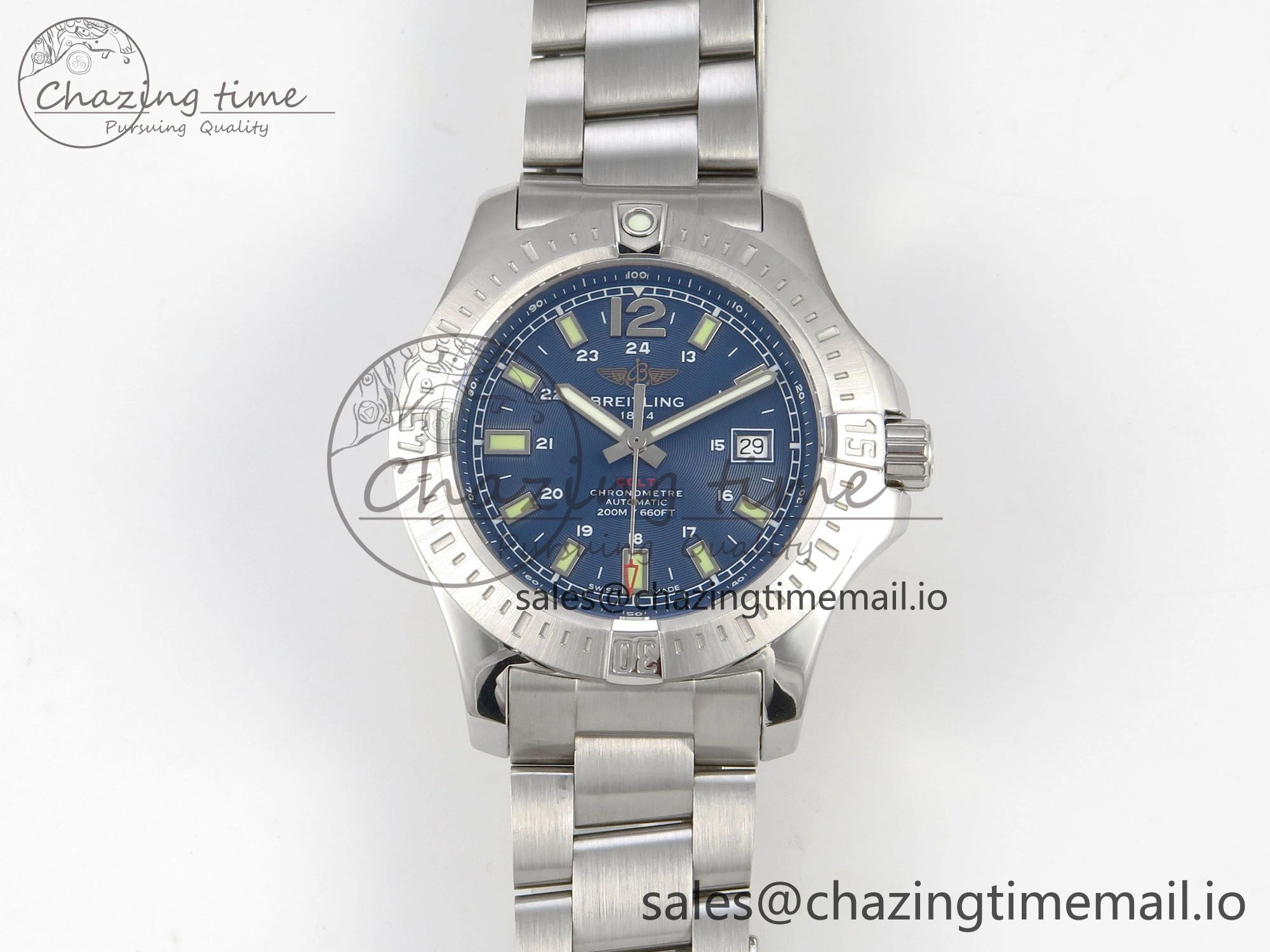 Colt Automatic 44mm TF1:1 Best Edition Blue Dial on SS Bracelet A2824 V2