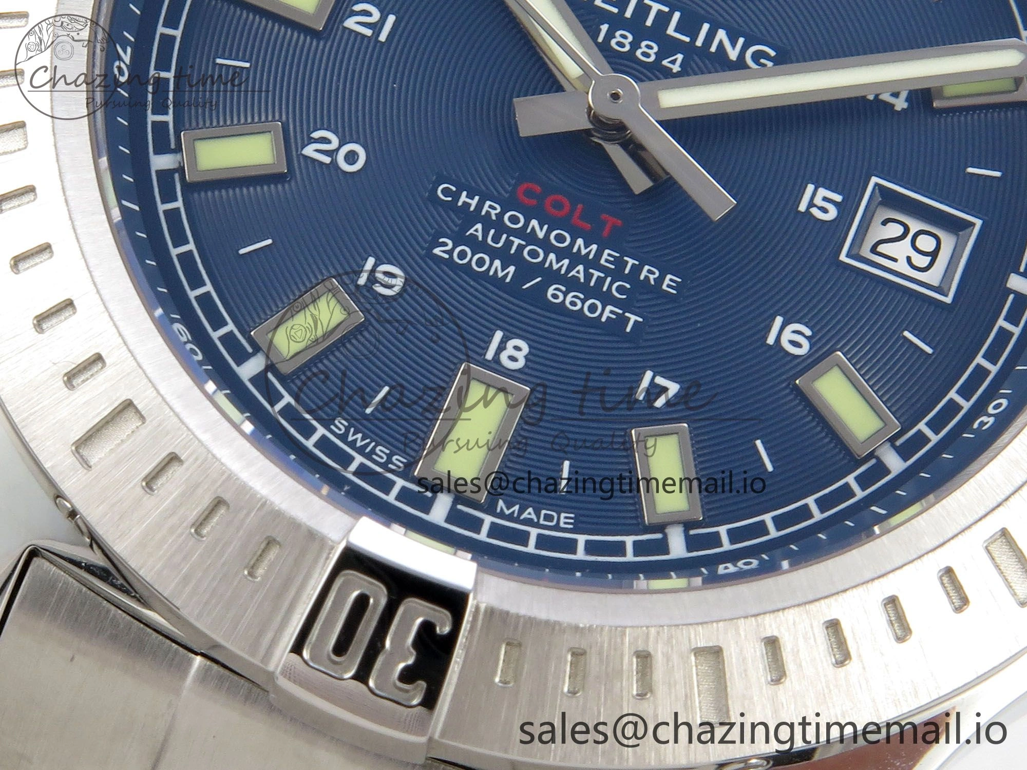 Colt Automatic 44mm TF1:1 Best Edition Blue Dial on SS Bracelet A2824 V2