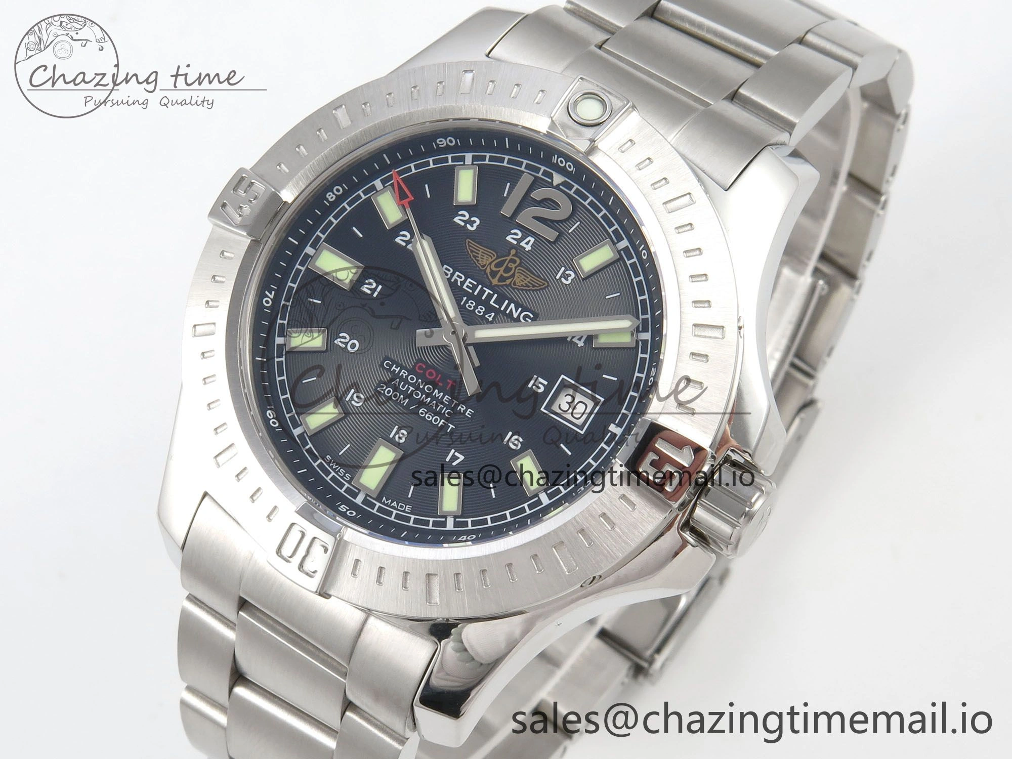 Colt Automatic 44mm TF1:1 Best Edition Gray Dial on SS Bracelet A2824 V2