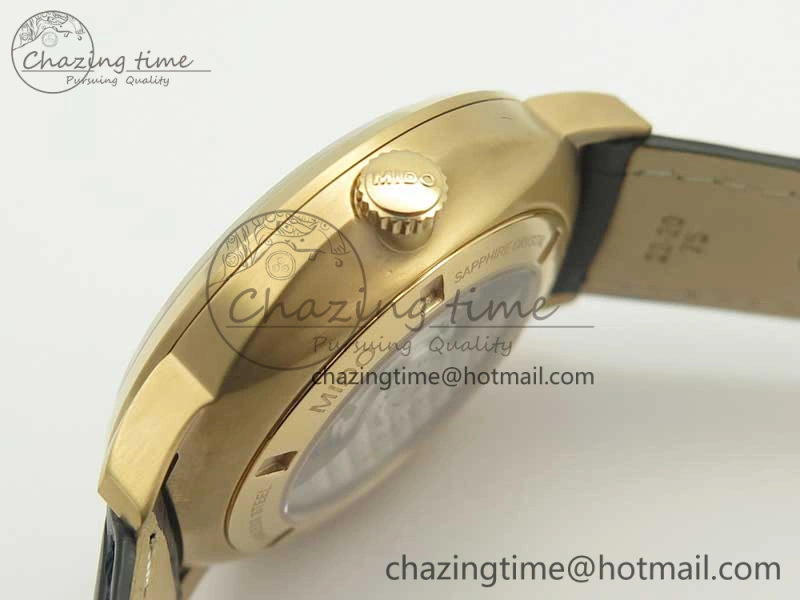 Commander Big Date RG OXF Black Dial on Black Leather Strap A2824