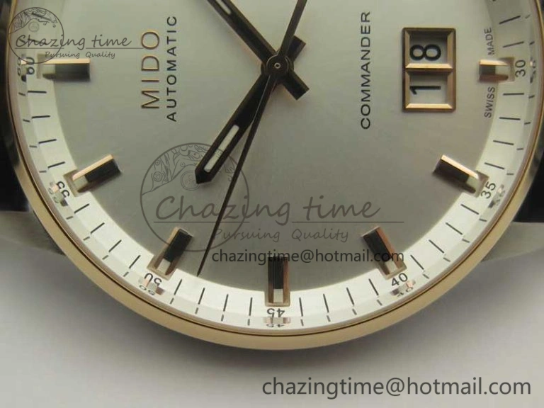 Commander Big Date RG OXF White Dial on Black Leather Strap A2824
