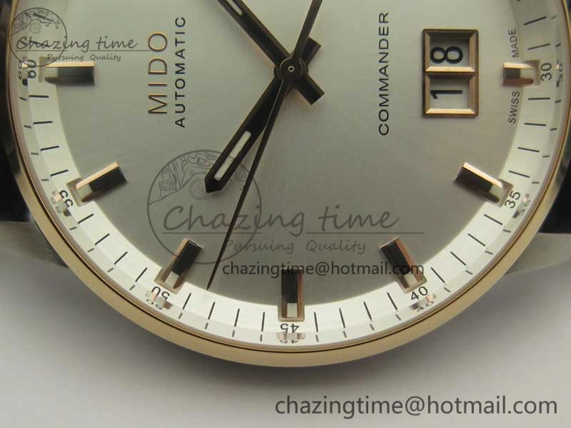 Commander Big Date RG OXF White Dial on Black Leather Strap A2824
