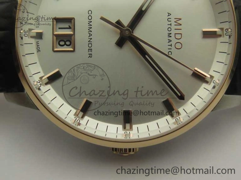 Commander Big Date RG OXF White Dial on Black Leather Strap A2824
