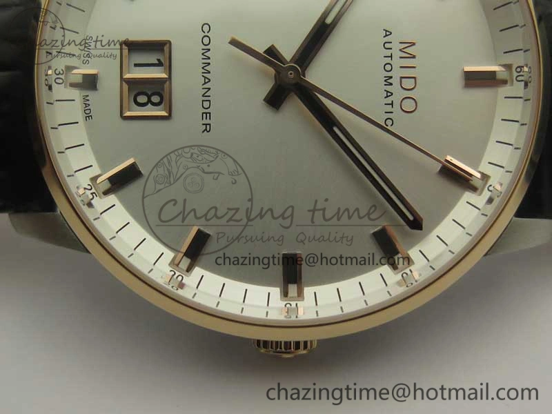 Commander Big Date RG OXF White Dial on Black Leather Strap A2824